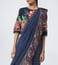 Pero Blue Floral Print Cotton Silk Saree