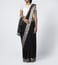 Abraham & Thakore Black Manglagiri Saree With Silver Border