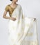 Abraham & Thakore Ivory Jamdani Gold Polka Dot Saree