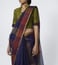 Abraham & Thakore Navy Striped Cotton Silk Maheshwar Saree