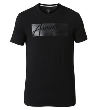 Armani Exchange Black Signature Crew Neck Slim Fit T-Shirt Armani Exchange Black Signature Crew Neck Slim Fit T-Shirt
