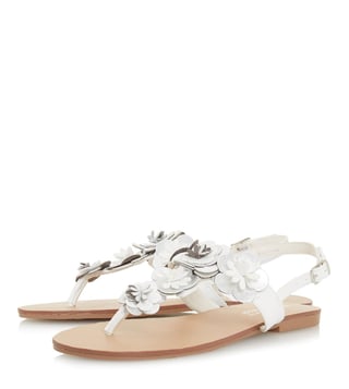 Dune London White Lizza 3D Floral Flat Sandals Dune London White Lizza 3D Floral Flat Sandals