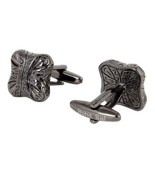 Rohit Bal Gunmetal Tone Patterned Cufflinks Rohit Bal Gunmetal Tone Patterned Cufflinks