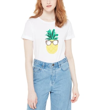 Kate Spade Fresh White Pineapple Shades Printed Top Kate Spade Fresh White Pineapple Shades Printed Top