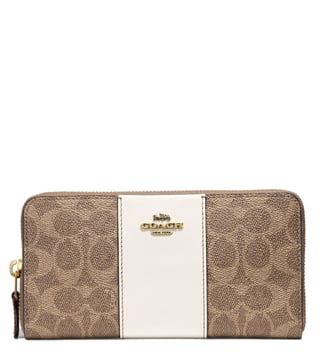 Coach Tan & Chalk Colorblock Coated Accordion Zip Wallet Coach Tan & Chalk Colorblock Coated Accordion Zip Wallet