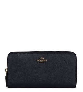 Coach Accordion Zip Midnight Navy Leather Wallet Coach Accordion Zip Midnight Navy Leather Wallet