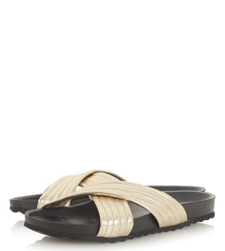 Dune London Gold Metallic Linate Cross Strap Sandals Dune London Gold Metallic Linate Cross Strap Sandals