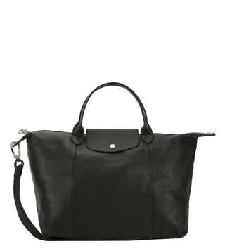 Longchamp Le Pliage Cuir Black Medium Satchel Longchamp Le Pliage Cuir Black Medium Satchel
