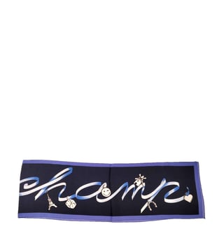 Longchamp Navy Printed Silk Scarf Longchamp Navy Printed Silk Scarf
