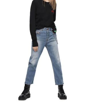 Diesel Lightly Washed Blue Denim Aryel L.32 Pantaloni Straight Fit Jeans Diesel Lightly Washed Blue Denim Aryel L.32 Pantaloni Straight Fit Jeans