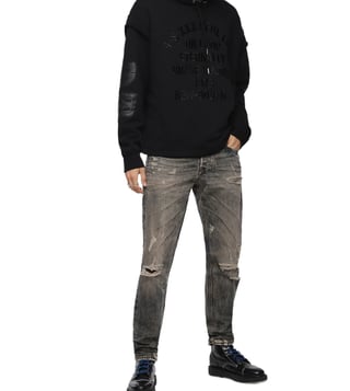Diesel Tattered Blue Larkee-Beex Sp L.32 Pantaloni Tapered Jeans Diesel Tattered Blue Larkee-Beex Sp L.32 Pantaloni Tapered Jeans