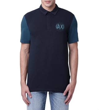 Armani Exchange Navy World Logo Colorblock Polo T-Shirt Armani Exchange Navy World Logo Colorblock Polo T-Shirt