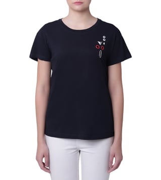 Armani Exchange Navy Stud And Grommet Cutout T-Shirt Armani Exchange Navy Stud And Grommet Cutout T-Shirt