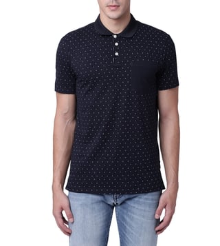 Armani Exchange Navy & White Micro Logo Contrast Pocket Polo T-Shirt Armani Exchange Navy & White Micro Logo Contrast Pocket Polo T-Shirt