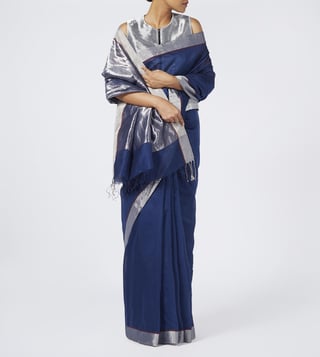 Abraham & Thakore Blue & Silver Maheshwar Saree Abraham & Thakore Blue & Silver Maheshwar Saree