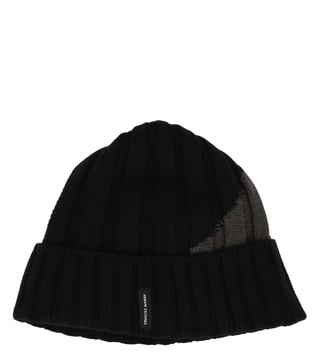 Armani Exchange Light Grey & Black Contrast Panel Beanie Armani Exchange Light Grey & Black Contrast Panel Beanie