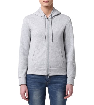 Armani Exchange Heather Grey Classic Tonal Debossed Zip Up Sweatshirt Armani Exchange Heather Grey Classic Tonal Debossed Zip Up Sweatshirt