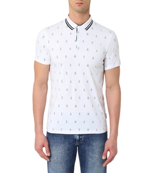 Armani Exchange A-O Outline Logo Base Half Sleeves Slim Fit Polo T-Shirt Armani Exchange A-O Outline Logo Base Half Sleeves Slim Fit Polo T-Shirt