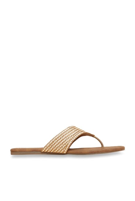 Inc.5 White & Gold Flat Thongs Inc.5 White & Gold Flat Thongs