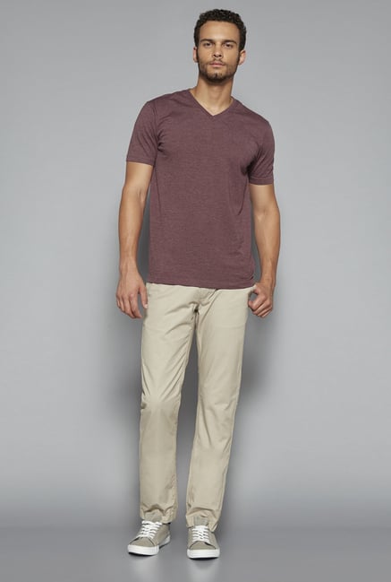 Westsport by Westside Mauve Solid T Shirt Westsport by Westside Mauve Solid T Shirt