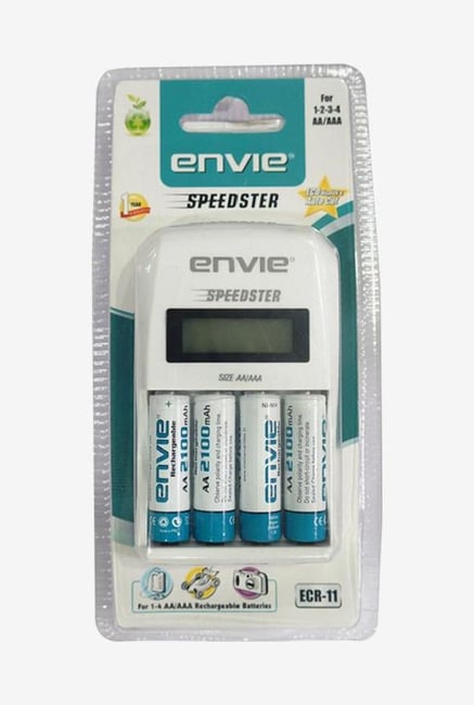 Envie ECR-11 Charger with 4xAA 2100 mAh Battery (White) Envie ECR-11 Charger with 4xAA 2100 mAh Battery (White)