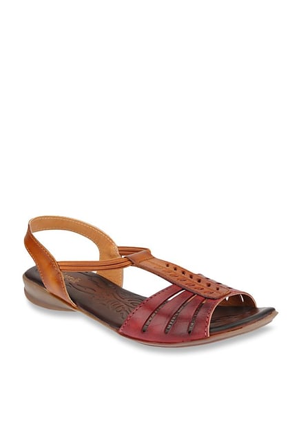 Catwalk Maroon & Tan Sling Back Sandals Catwalk Maroon & Tan Sling Back Sandals