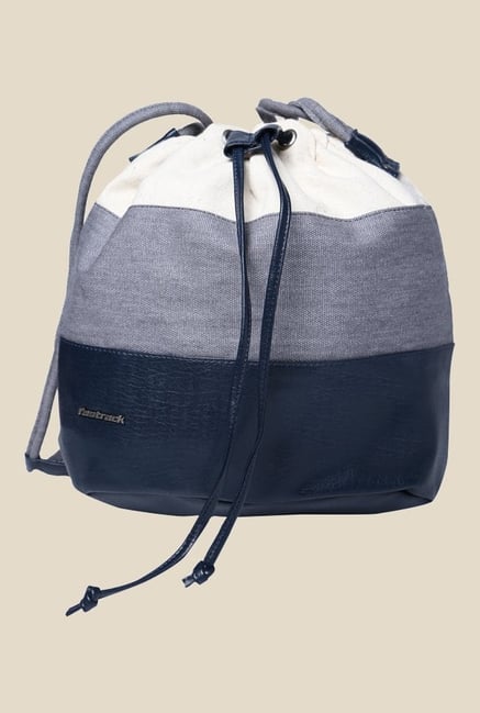 Fastrack Blue Canvas Solid Bucket Bag Fastrack Blue Canvas Solid Bucket Bag