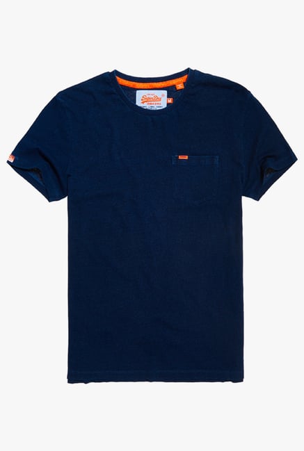 Superdry Dark Blue Regular Fit Cotton T-Shirt Superdry Dark Blue Regular Fit Cotton T-Shirt