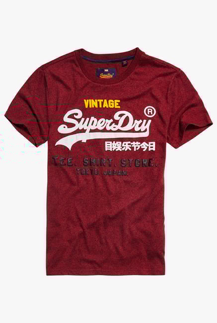 Superdry Maroon Round Neck Short Sleeves T-Shirt Superdry Maroon Round Neck Short Sleeves T-Shirt
