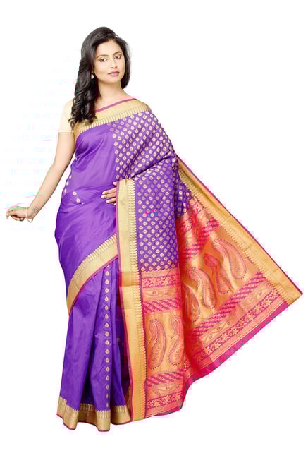 Pavecha's Purple Printed Silk Kanjivaram Saree Pavecha's Purple Printed Silk Kanjivaram Saree