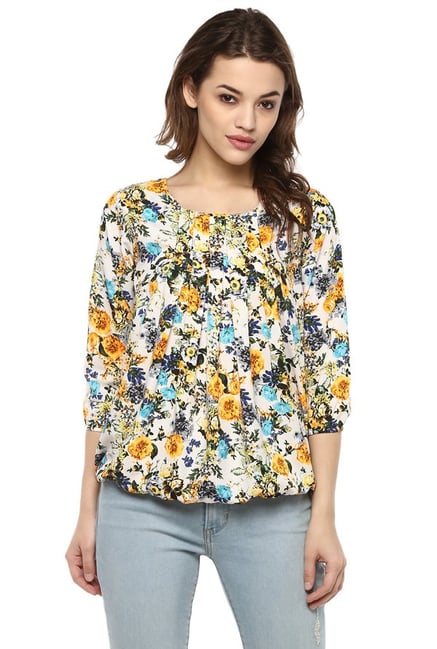 Mayra Off White Floral Print Top Mayra Off White Floral Print Top