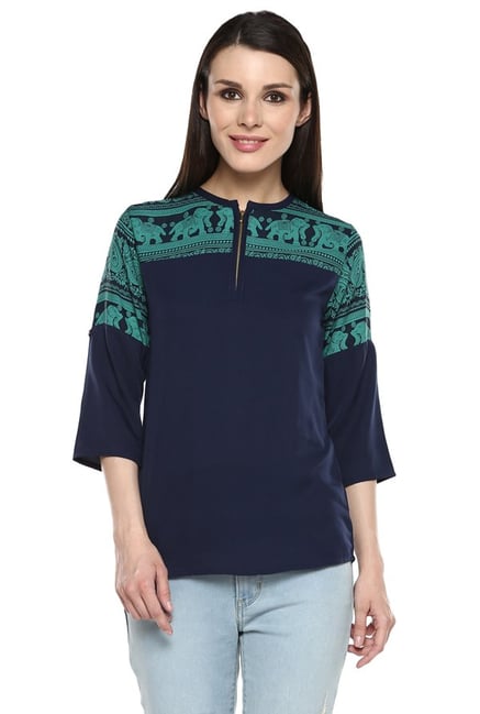 Mayra Navy Printed Top Mayra Navy Printed Top