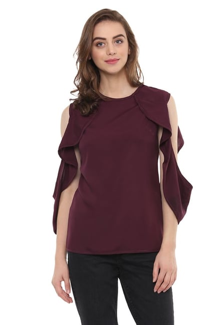 Mayra Maroon Round Neck Top Mayra Maroon Round Neck Top