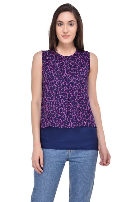 Mayra Purple & Pink Printed Top Mayra Purple & Pink Printed Top