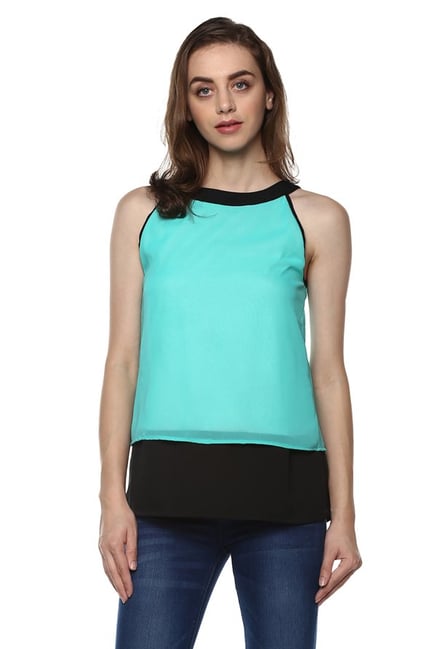 Mayra Blue Round Neck Top Mayra Blue Round Neck Top