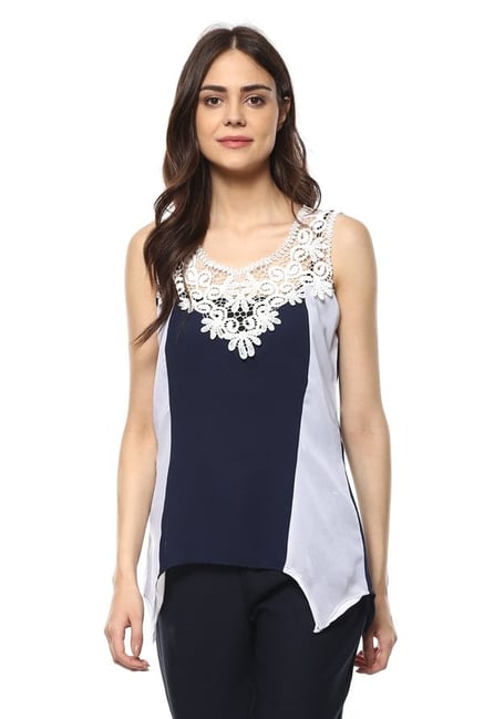 Mayra Navy Crochet Top Mayra Navy Crochet Top