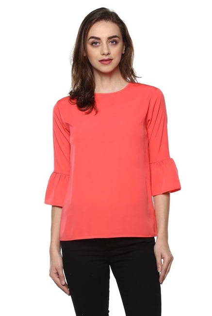 Mayra Peach Round Neck Top Mayra Peach Round Neck Top