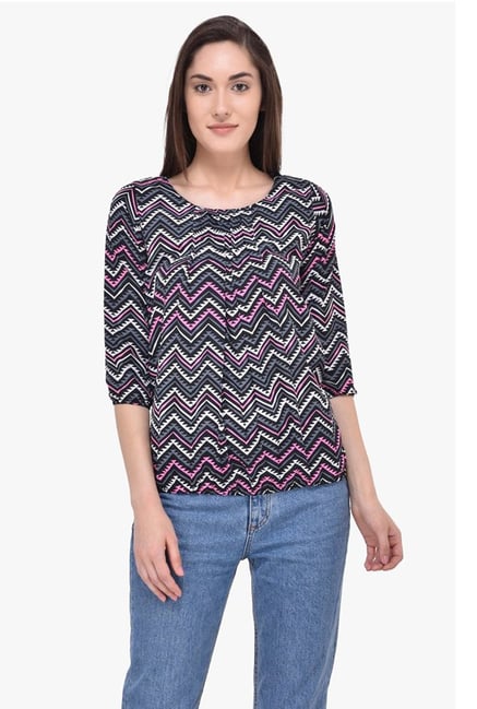 Mayra Multicolor Chevron Print Top Mayra Multicolor Chevron Print Top