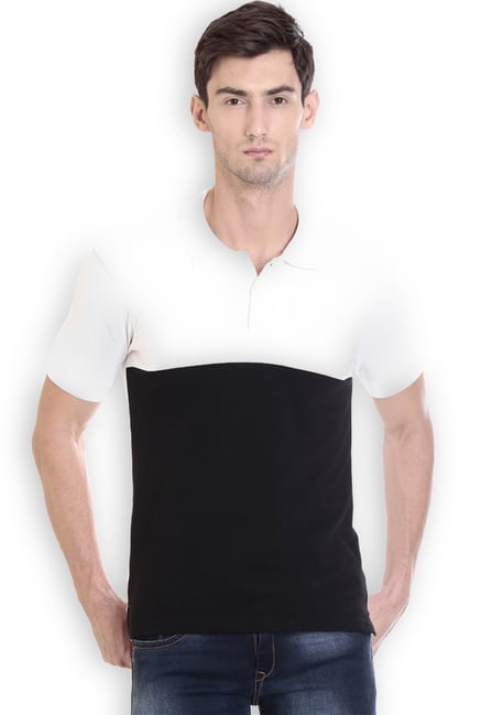 ROCX White & Black Cotton Polo T-Shirt ROCX White & Black Cotton Polo T-Shirt