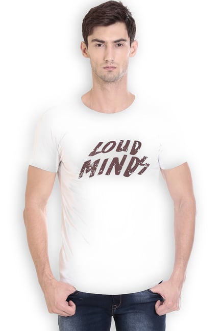 ROCX White Printed Cotton Slim Fit T-Shirt ROCX White Printed Cotton Slim Fit T-Shirt