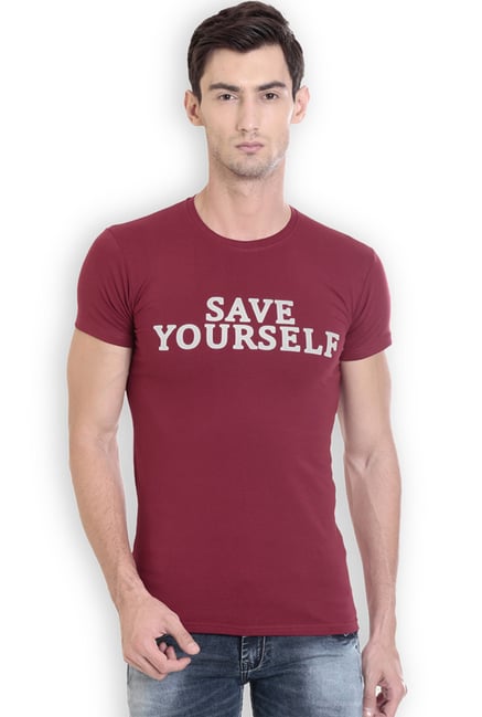 ROCX Maroon Printed Slim Fit T-Shirt ROCX Maroon Printed Slim Fit T-Shirt