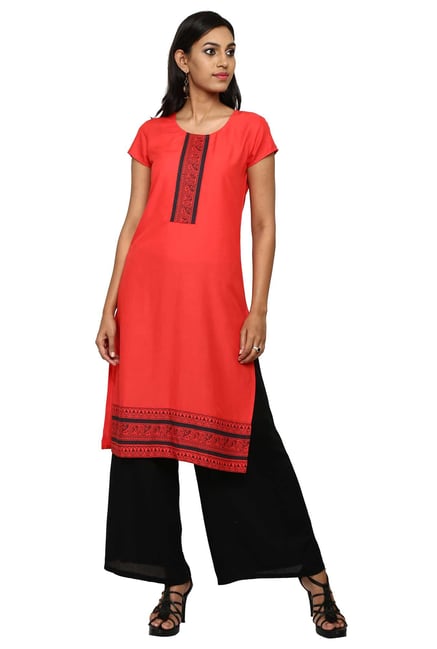 Aaboli Coral Printed Rayon Straight Kurta Aaboli Coral Printed Rayon Straight Kurta