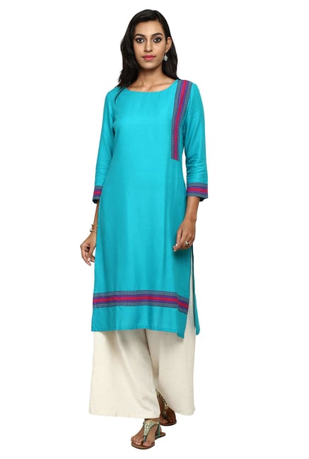 Aaboli Turquoise Printed Rayon Straight Kurta Aaboli Turquoise Printed Rayon Straight Kurta