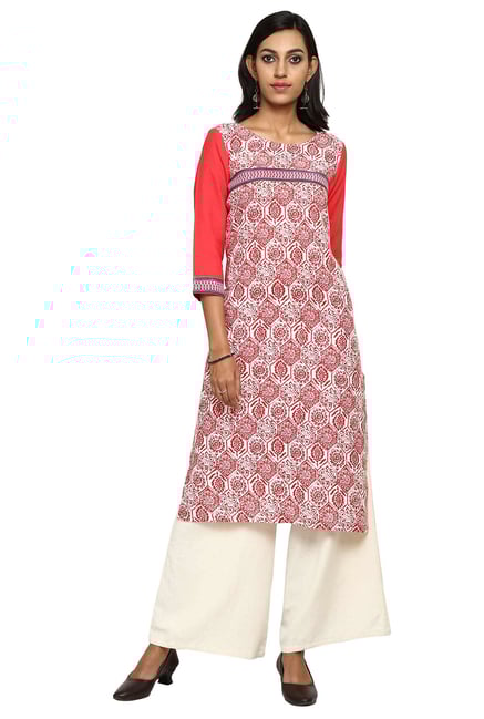 Aaboli Coral Printed Cotton Straight Kurta Aaboli Coral Printed Cotton Straight Kurta