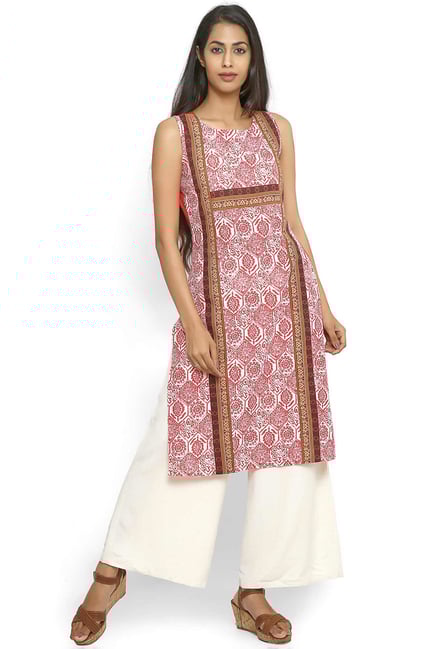 Aaboli Coral Printed Cotton Straight Kurta Aaboli Coral Printed Cotton Straight Kurta