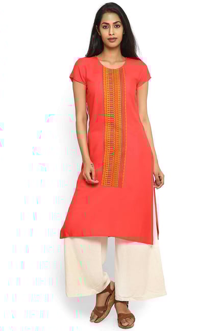 Aaboli Coral Printed Rayon Straight Kurta Aaboli Coral Printed Rayon Straight Kurta