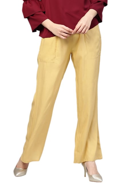 Jaipur Kurti Yellow Rayon Palazzo Jaipur Kurti Yellow Rayon Palazzo