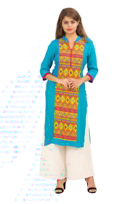 Aaboli Turquoise Printed Rayon Straight Kurta Aaboli Turquoise Printed Rayon Straight Kurta