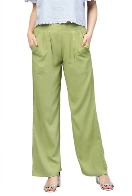 Jaipur Kurti Green Rayon Palazzo Jaipur Kurti Green Rayon Palazzo