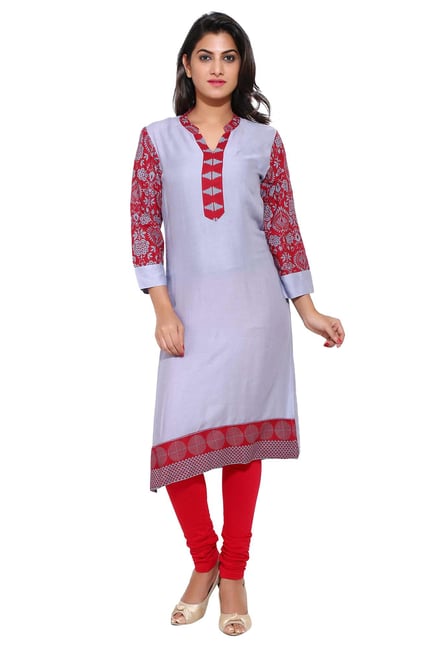 Aaboli Grey Printed Rayon Straight Kurta Aaboli Grey Printed Rayon Straight Kurta
